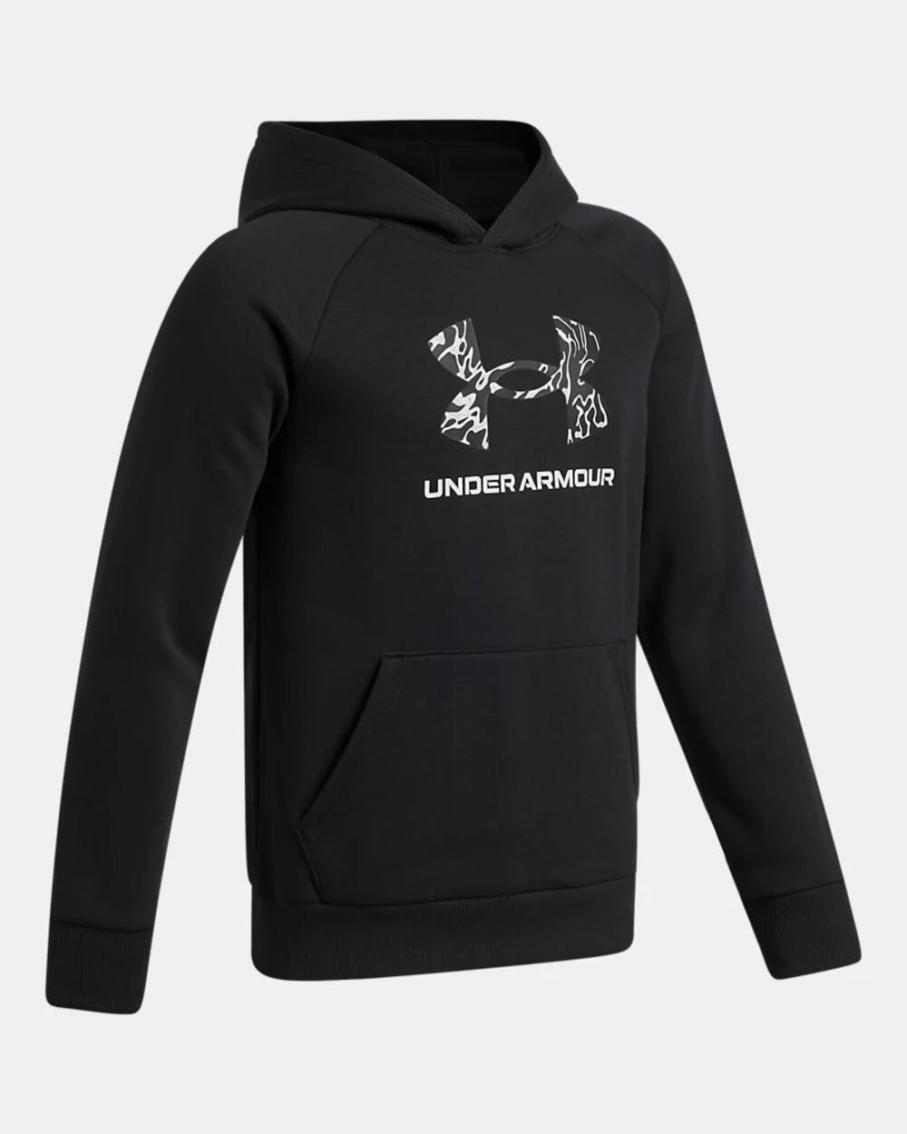 NWT Under Armour Rival Fleece Big Logo Print Fill Boys' Hoodie in Black size YXL